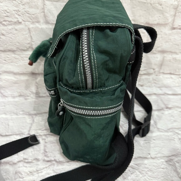 VINTAGE KIPLING MINI NYLON BACKPACK rare forest green with monkey attached - Picture 7 of 8